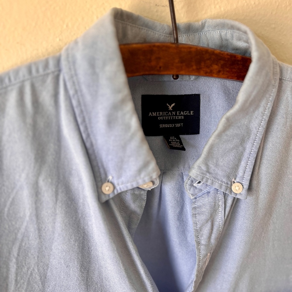 Light Blue American Eagle MT Tall Summer Short Sleeve Cotton T-shirt - Picture 7 of 10